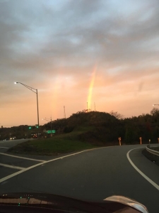 Double-rainbow on way to game